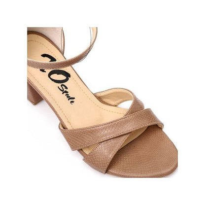 Coffee Cross Strap Heeled Sandals