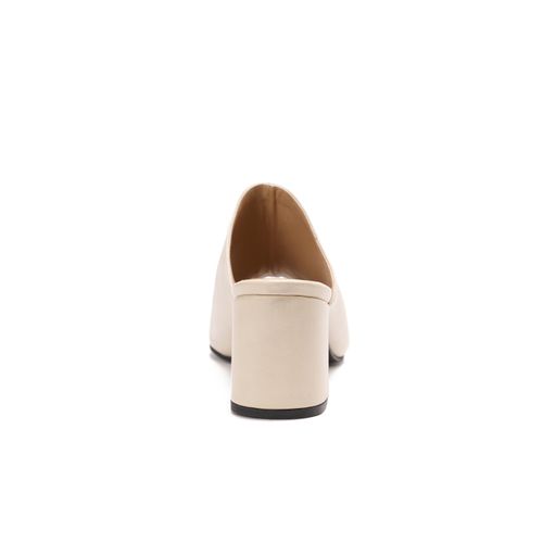 Beige Open Toe Heeled Slipper