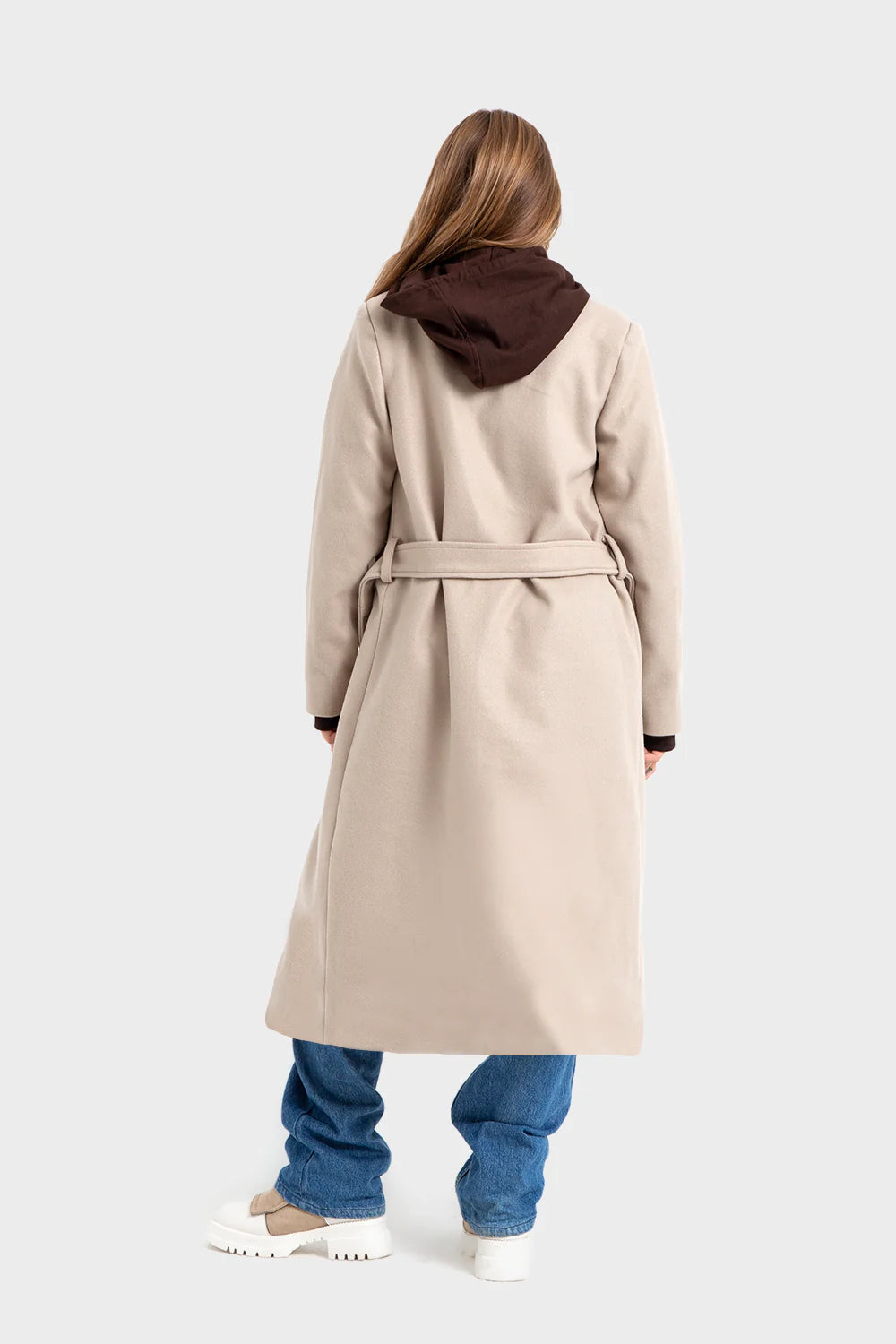 Classic Beige Coat with Tie-Belt