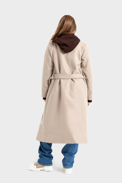 Classic Beige Coat with Tie-Belt