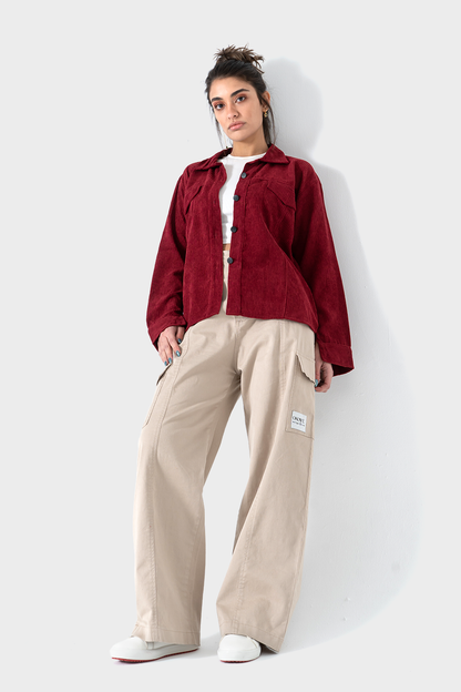 قميص قطيفة مضلع، مارون