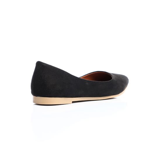 Black Plain Suede Flat Shoes