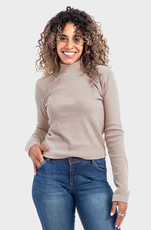 Cafe Half Neck Ribbed Top