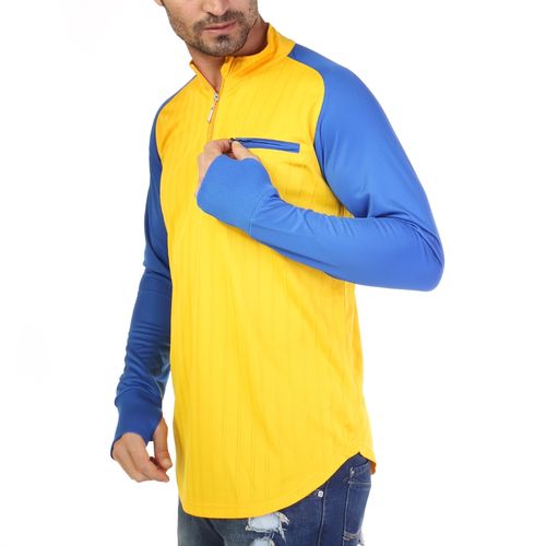 Yellow Bi-Toned Sportive Quarter Zip Sweatshirt