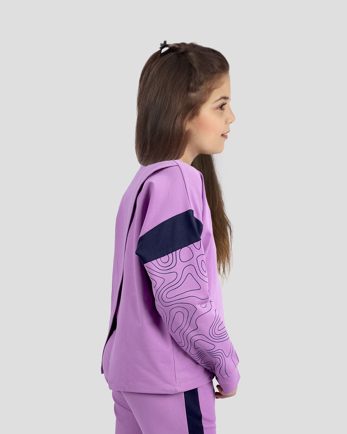 Violet Cross Crop Back Sweatshirt for Girls