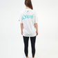 ATUM| Oversized Splash Women's T-Shirt - White With DarkTurquoise panting 