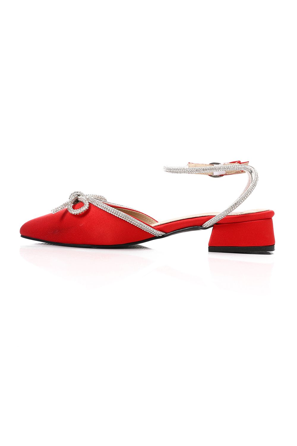 XO Style Strassed Strap Slingback Heeled Shoes