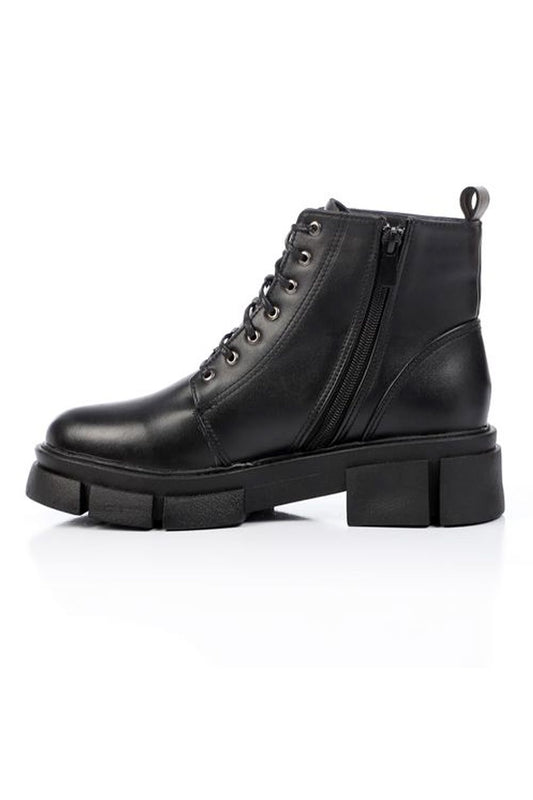 Black Casual Zip-up Ankle Boot