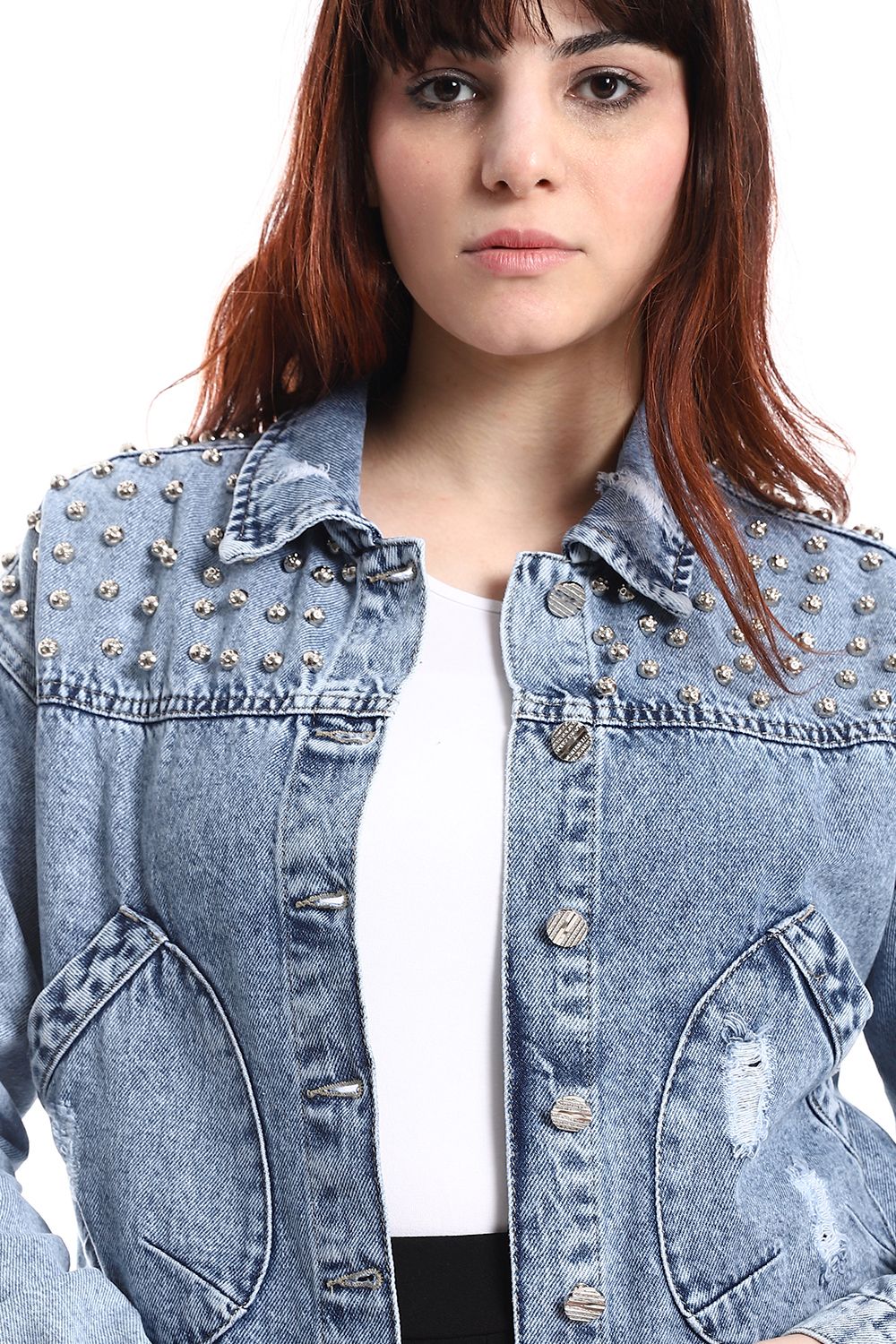 Mr.Joe Short Studded Denim Jacket