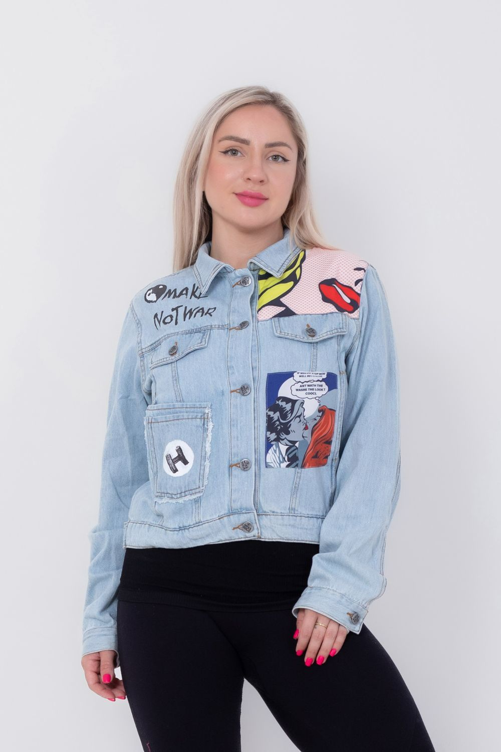 Miss Venus Casual Printed Denim Jacket