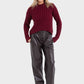 Okoye Maroon High Hip Ribbed Pullover