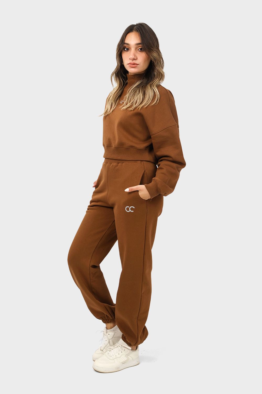 Shechick Crop Sweatshirt & Sweatpants Active Set