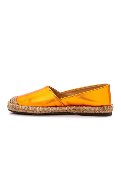 Metallic Espadrille with Straw Frame