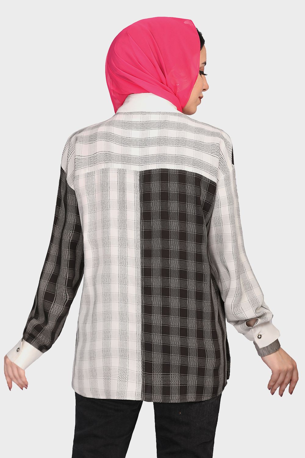 Smoky Color Block Checkered Shirt