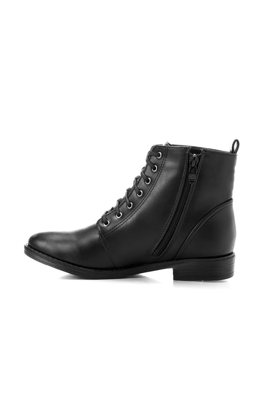 Black Side Zipper Boots with Lace-up