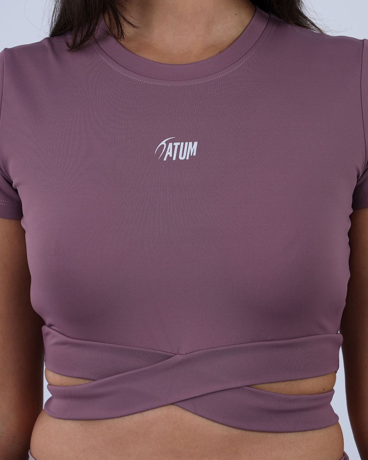 Purple Twisted Short Sleeves Crop T-shirt