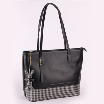 Black Checkered Patterned Shoulder Bag