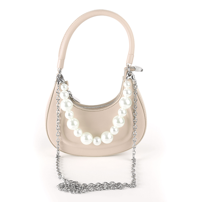 Beige Mini Shoulder Bag with Chain