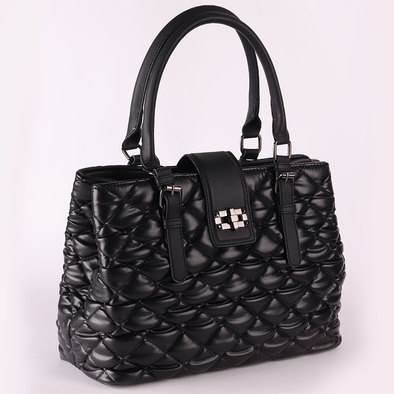 Black Twist Lock Hand Bag with Extra Handle