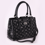 Black Twist Lock Hand Bag with Extra Handle