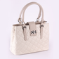 Beige Twist Lock Hand Bag with Extra Handle