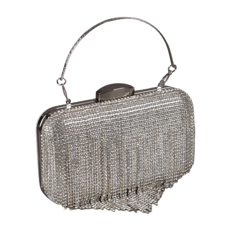 Soiree Clutch with Shiny Rhinestones Strips