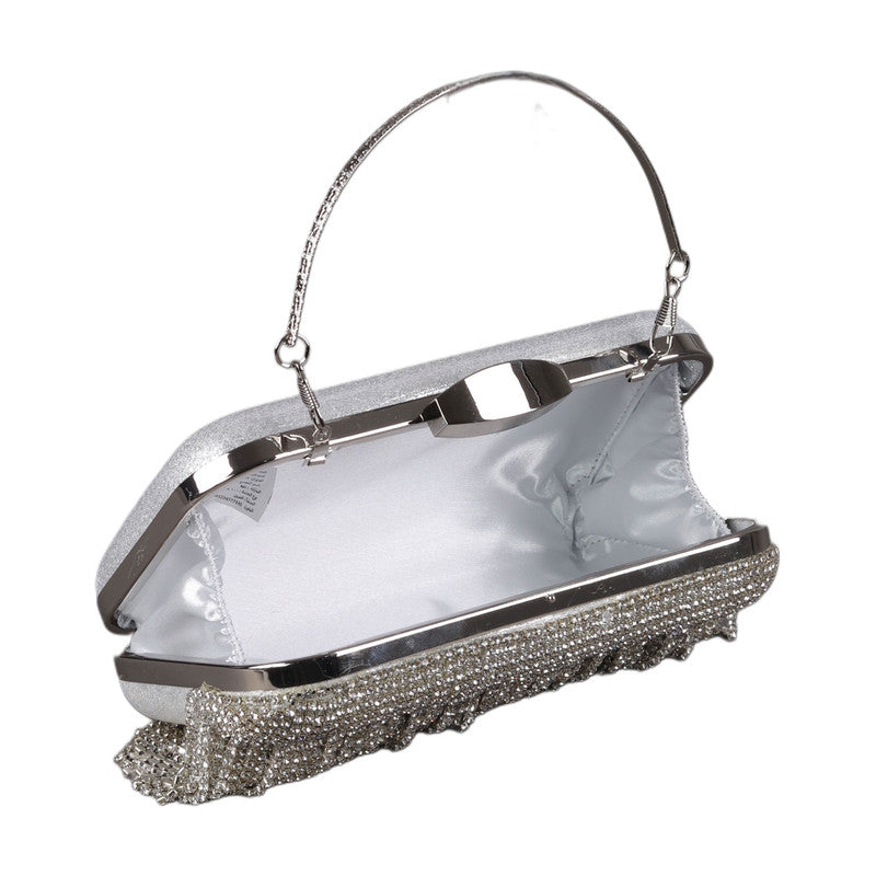 Soiree Clutch with Shiny Rhinestones Strips