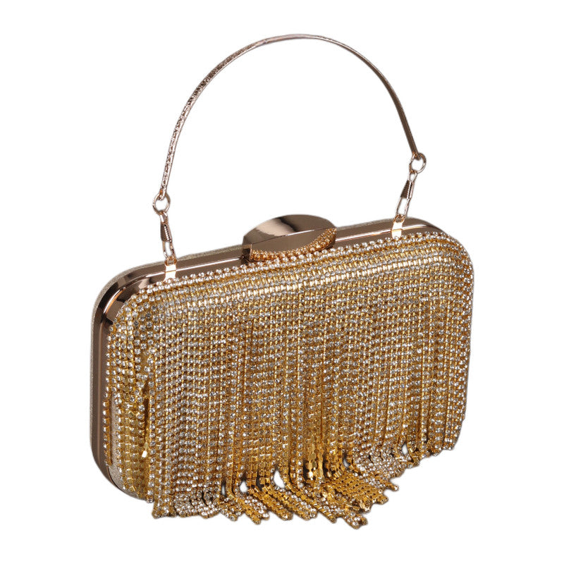 Soiree Clutch with Shiny Rhinestones Strips