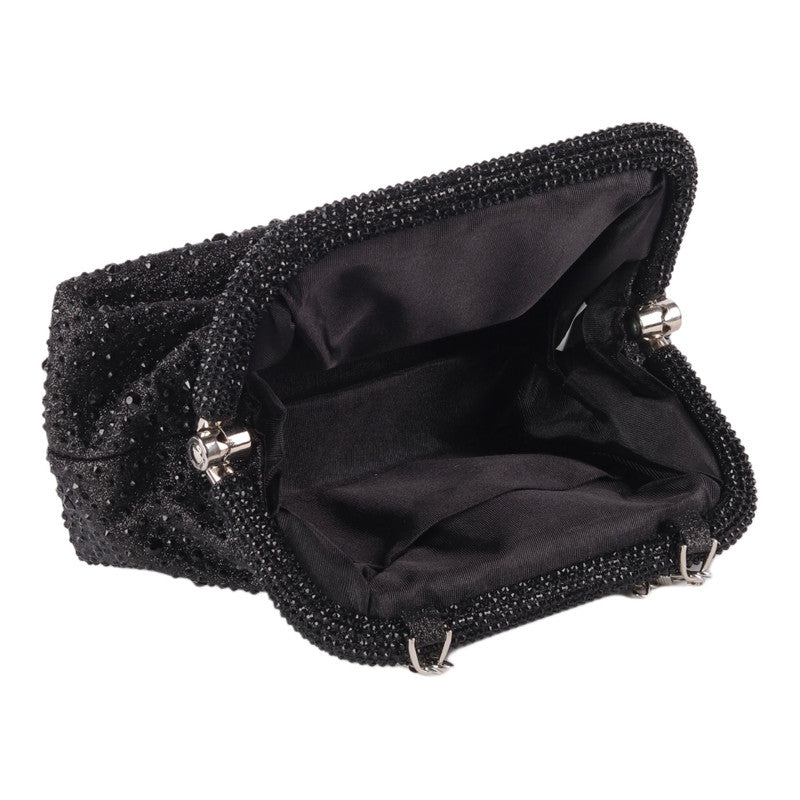 Black Soiree Clutch with Chain Handle