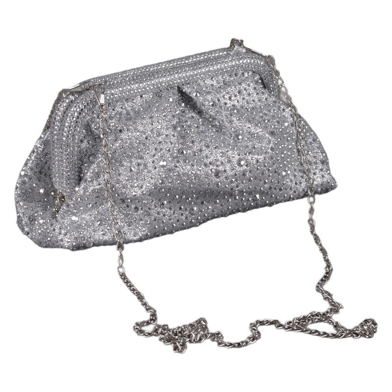 Silver Soiree Bag with Chain Handle