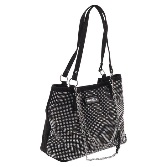 Black Shoulder Bag with Rhinestones