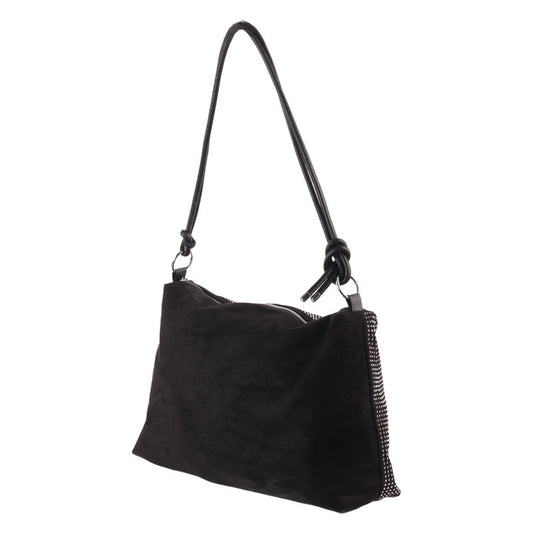 Black Shoulder Bag Studded with Rhinestones