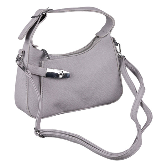 Grey Handbag Small Purse with Extra Handle