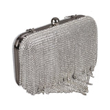 Shiny Soiree Clutch with Rhinestones Strips