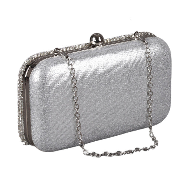 Shiny Soiree Clutch with Rhinestones Strips