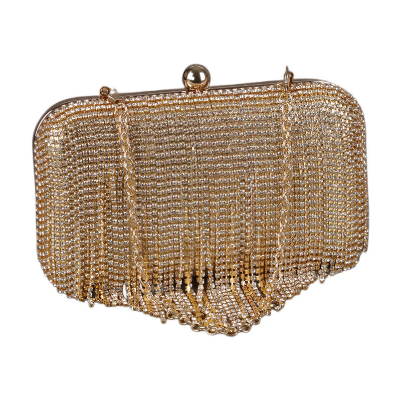 Shiny Soiree Clutch with Rhinestones Strips