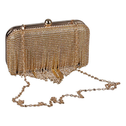 Shiny Soiree Clutch with Rhinestones Strips