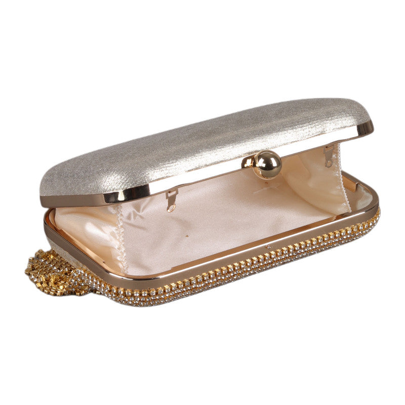 Shiny Soiree Clutch with Rhinestones Strips