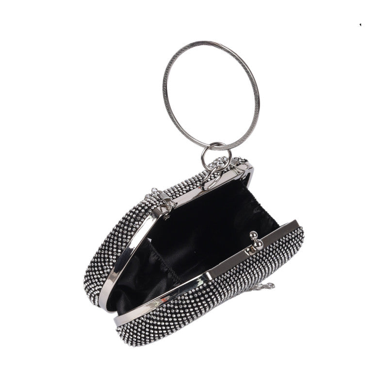 Elegant Clutch with Metal Ring Handle