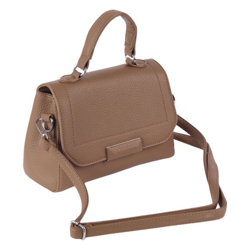 Brown Basic Handbag with Adjustable Strape