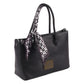 Black Shoulder Handbag with Decorative Scarf