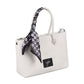 White Shoulder Handbag with Decorative Scarf