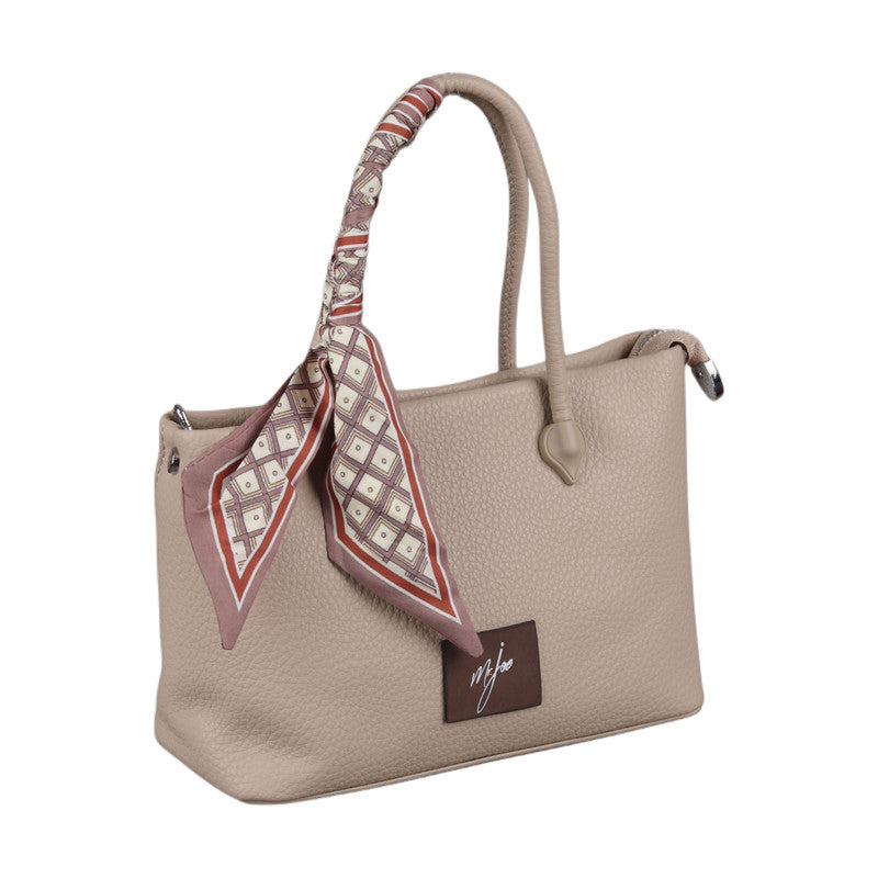 Khaki Shoulder Handbag with Decorative Scarf