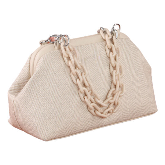 Beige Handbag with Adjustable Leather Strap