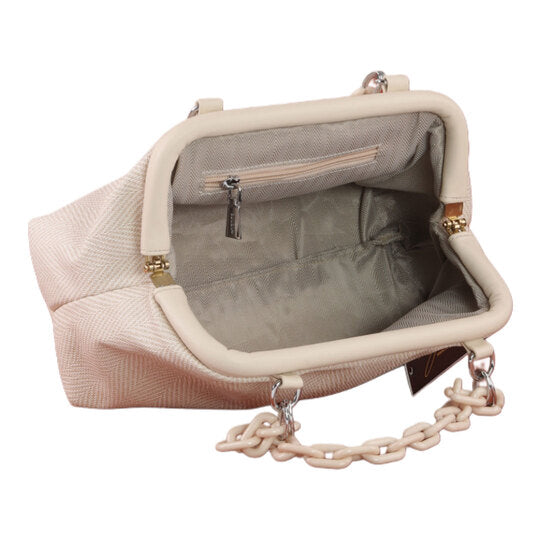 Beige Handbag with Adjustable Leather Strap