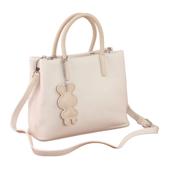 Beige Durable Handbag with Extra Handle