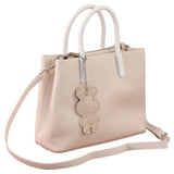 Beige*White Durable Handbag with Extra Handle