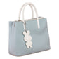 Light Blue Durable Handbag with Extra Handle