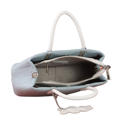 Light Blue Durable Handbag with Extra Handle