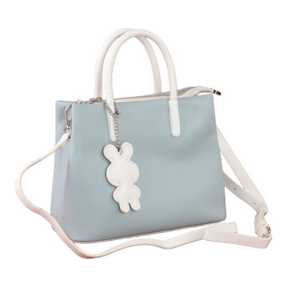 Light Blue Durable Handbag with Extra Handle